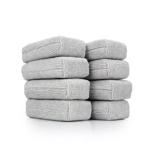 Pearl Applikator-Schwamm Ice Grey 8er-Pack von The Rag Company: acht Schaum-Applikatoren mit Pearl-Weave-Mikrofaser für Keramikversiegelungen, Wachs und Sealants