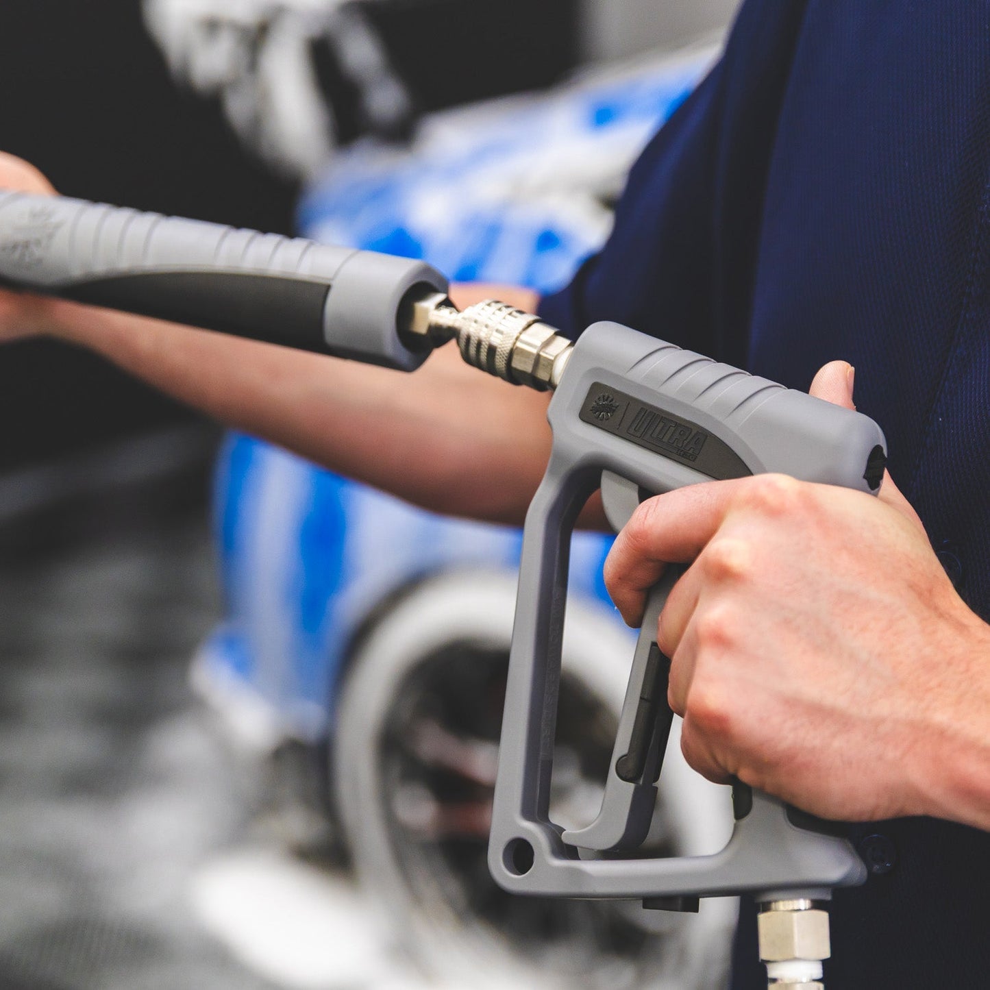 Ultra H2O Spray Gun in use during car detailing